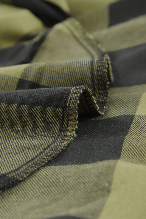 Turn-Down Collar Plaid Shirt Coat